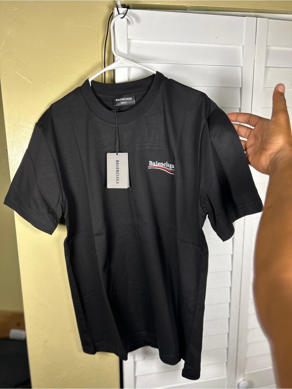 Balenciaga Black Short Sleeve Logo Tee with Subtle Accent